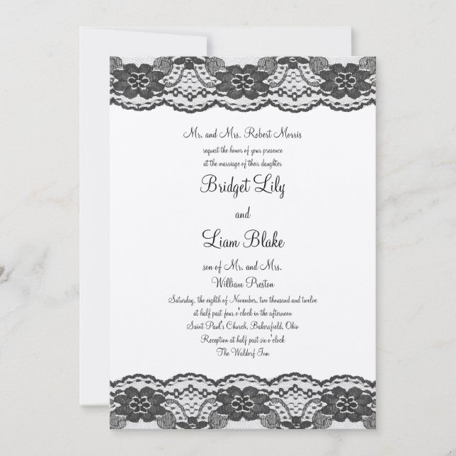 Delicate and Lacy Wedding Invitation - champagne (Front)