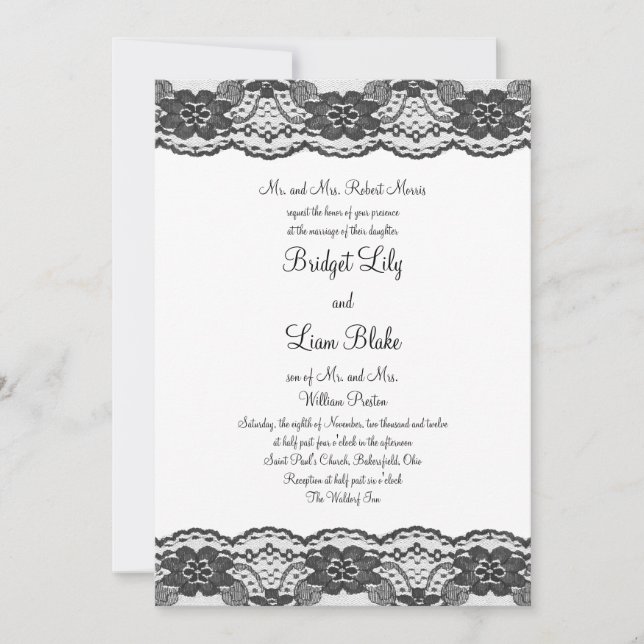Delicate and Lacy Wedding Invitation (white) (Front)