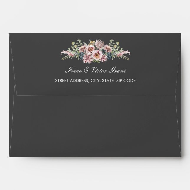 Delicate Anemone Flowers Grey Wedding | A7 Envelope (Back (Top Flap))