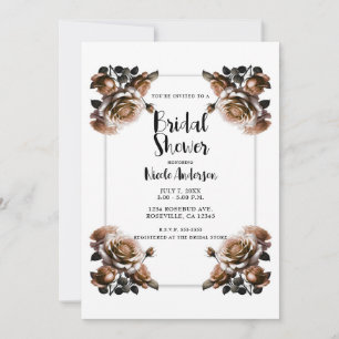 Delicate Antique Peach Roses Bridal Shower Invitation