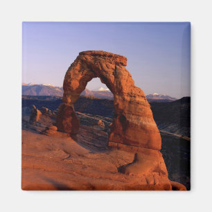 Delicate Arch at Sunset with snow covered La Magnet