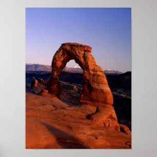 Delicate Arch at Sunset with snow covered La Poster