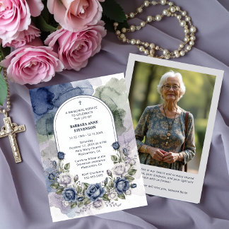 Delicate Arch Blue Green Floral Watercolor Effect  Invitation