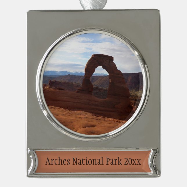 Delicate Arch I at Arches National Park Silver Plated Banner Ornament (Front)