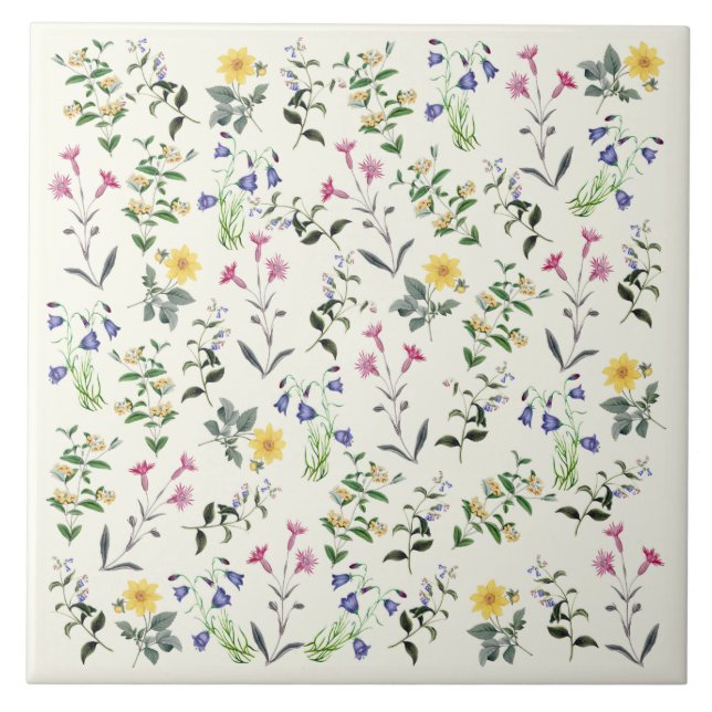 Delicate Arranged Botanical Wildflowers Tile 6x6 (Front)