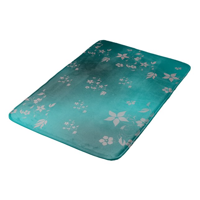 Delicate Asian flowers blue Bath Mat (Angled)