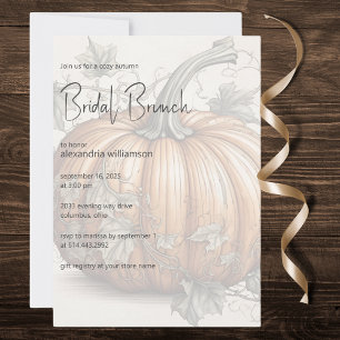 Delicate Autumn Pumpkin Bridal Brunch  Invitation