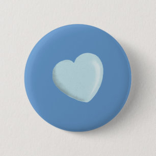 DELICATE BABY BLUE ROUNDED HEART BOY SWEET LOVE 6 CM ROUND BADGE