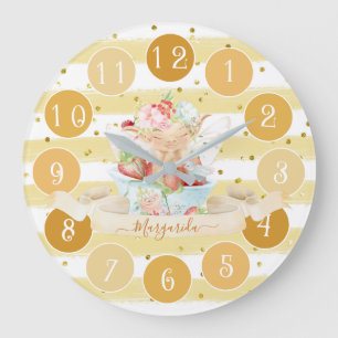 Delicate Baby Fairy and Strawberry Large Clock