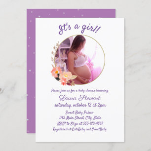 Delicate Baby Shower Invitation With Photo