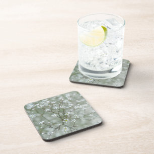 Delicate Baby's Breath Flower Nature Photography Coaster