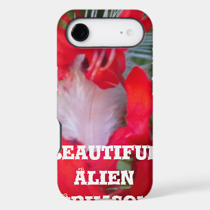 Delicate Beauty Red Flower with White Feather Ar