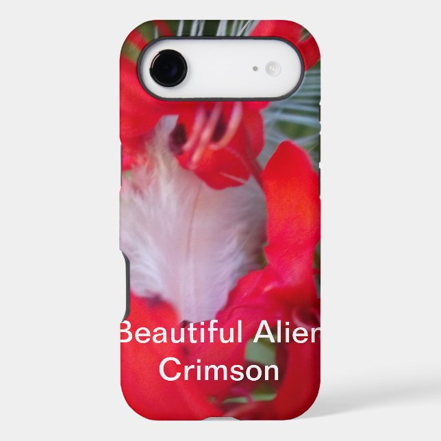 Delicate Beauty | Red Flower with White Feather Ar (Back)