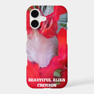 Delicate Beauty   Red Flower with White Feather Ar