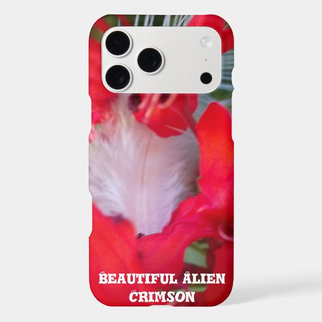 Delicate Beauty | Red Flower with White Feather Ar (Back)
