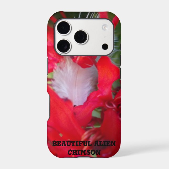 Delicate Beauty | Red Flower with White Feather Ar (Back)