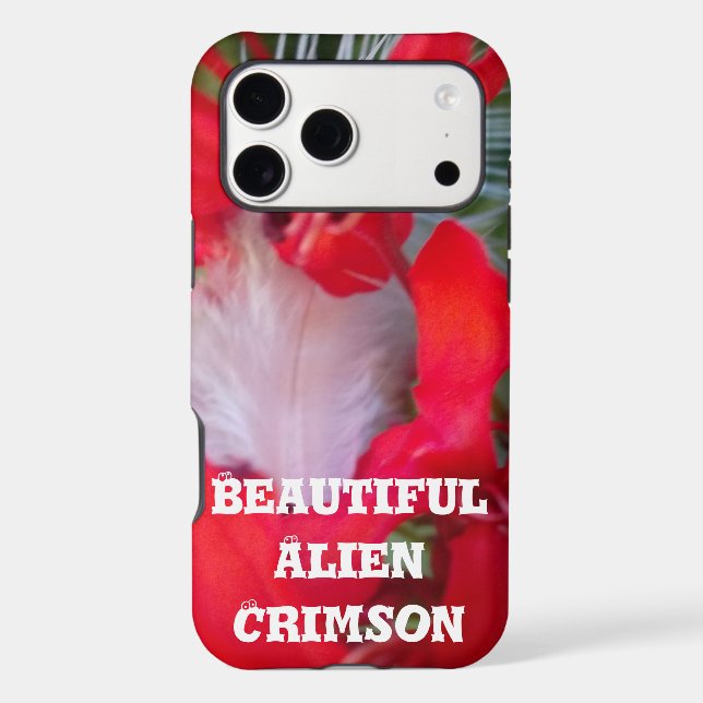 Delicate Beauty | Red Flower with White Feather Ar (Back)