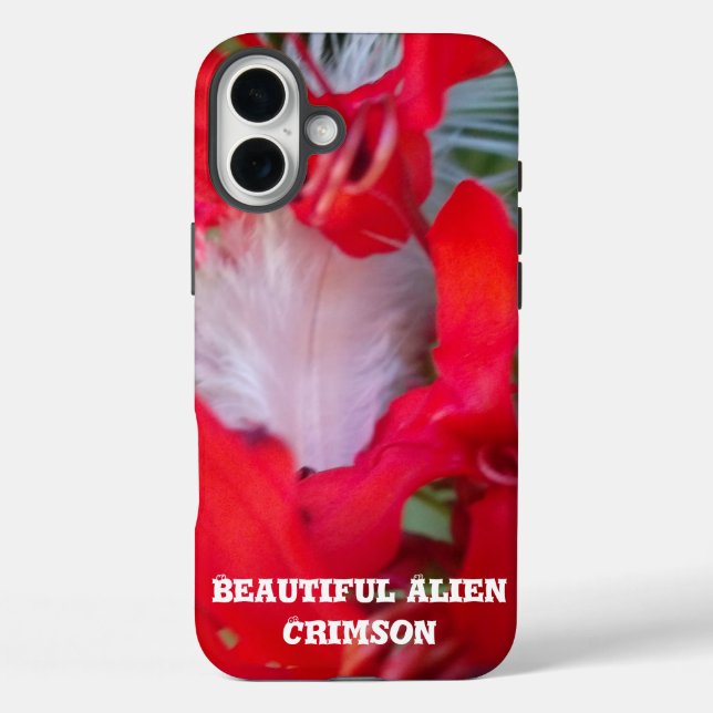 Delicate Beauty | Red Flower with White Feather Ar Case-Mate iPhone Case (Back)