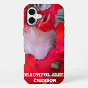 Delicate Beauty Red Flower with White Feather Ar iPhone 16 Plus Case