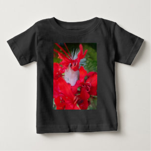 Delicate Beauty: Red Flower with White Feather Baby T-Shirt