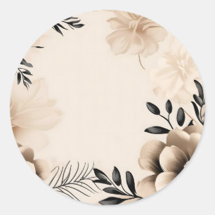 Delicate Beige Background with Flowers Classic Round Sticker