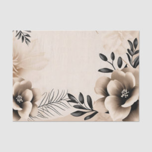 Delicate Beige Background with Flowers Tissue Paper