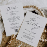 Delicate Black All In One QR Code Wedding Invitation<br><div class="desc">This delicate black calligraphy all in one QR code wedding invitation is perfect for a modern wedding. The romantic minimalist design features lovely and elegant black typography on a white background with a clean and simple look. Save paper by including the details on the back of the wedding invitation instead...</div>