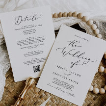 Delicate Black All In One QR Code Wedding