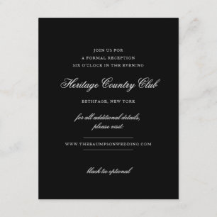 Delicate Black and Gold Script Wedding Reception Enclosure Card