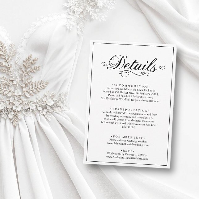 Delicate Black and White Script Simple Wedding Enclosure Card (Creator Uploaded)