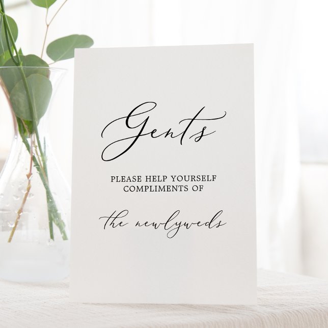 Delicate Black Calligraphy Gents Bathroom Pedestal Sign (Creator Uploaded)