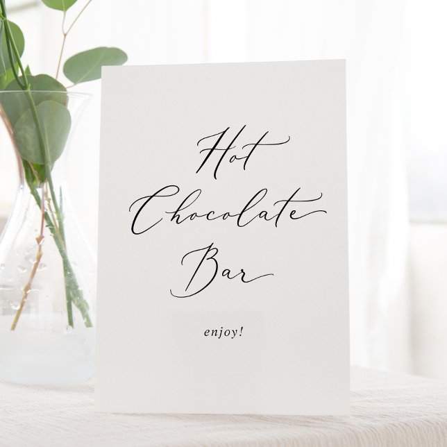 Delicate Black Calligraphy Hot Chocolate Bar Pedestal Sign (Creator Uploaded)