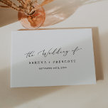 Delicate Black Calligraphy Monogram Back Wedding Guest Book<br><div class="desc">This delicate black calligraphy monogram back wedding guest book is perfect for a modern wedding. The romantic minimalist design features lovely and elegant black typography on a white background with a clean and simple look. Personalise the front cover with the names of the bride and groom and the wedding date....</div>