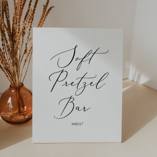 Delicate Black Calligraphy Soft Pretzel Bar Pedestal Sign