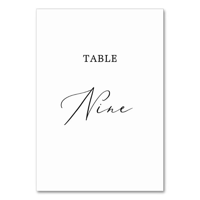 Delicate Black Calligraphy Table Nine Number (Front)