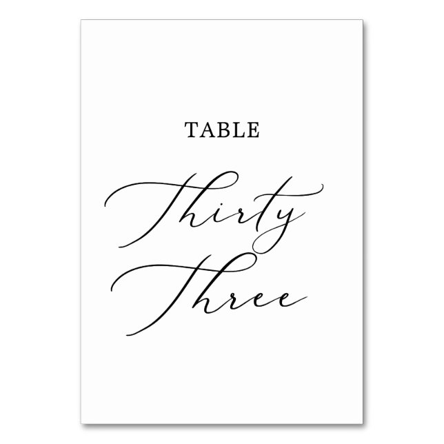 Delicate Black Calligraphy Table Thirty Three Number (Front)