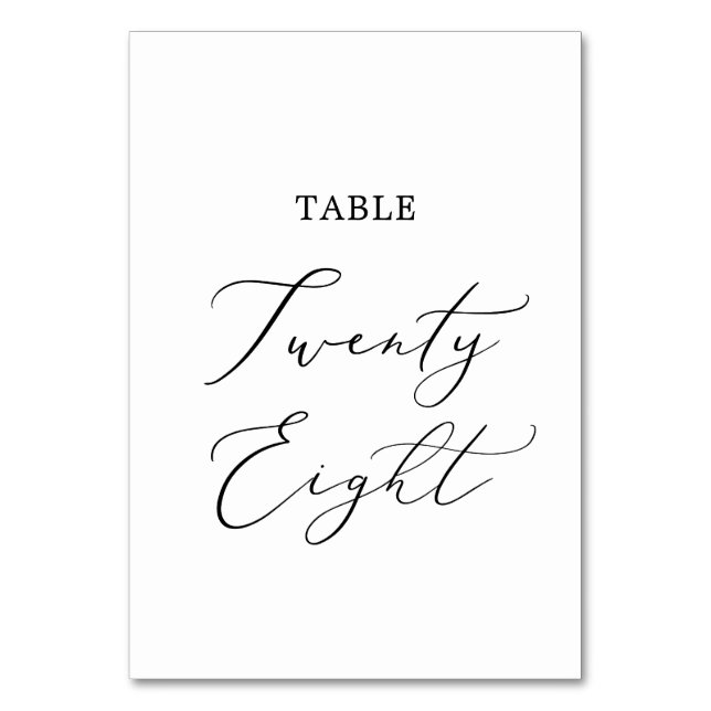 Delicate Black Calligraphy Table Twenty Eight Number (Front)