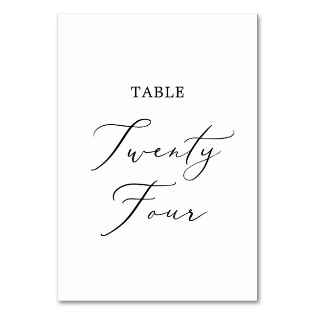Delicate Black Calligraphy Table Twenty Four Number (Front)