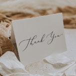Delicate Black Calligraphy Thank You Card<br><div class="desc">This delicate black calligraphy thank you card is perfect for a modern wedding. The romantic minimalist design features lovely and elegant black typography on a white background with a clean and simple look. Personalise the inside of the card with your names, and a thank you message. Alternatively, leave the thank...</div>