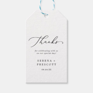 Delicate Black Calligraphy Thank You Favor Gift Tags