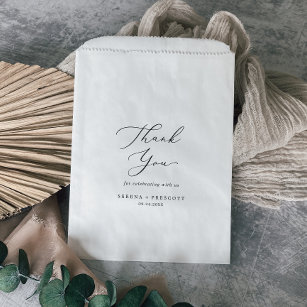 Delicate Black Calligraphy Thank You Wedding Favour Bags