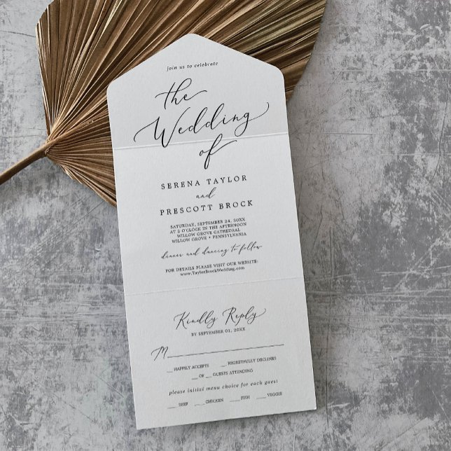 Delicate Black Calligraphy Wedding All In One Invitation (Creator Uploaded)