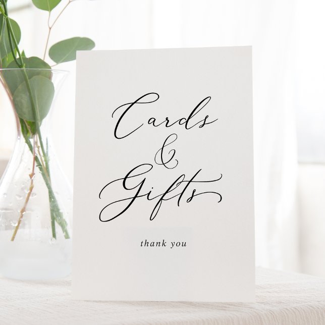 Delicate Black Calligraphy Wedding Cards and Gifts Pedestal Sign (Creator Uploaded)