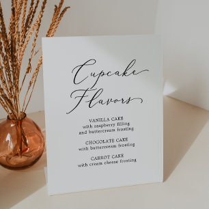 Delicate Black Calligraphy Wedding Cupcake Flavour Pedestal Sign