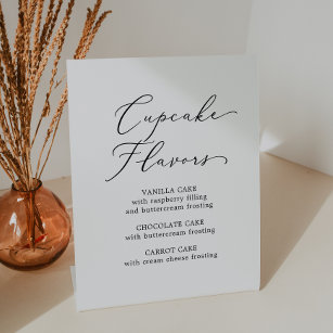 Delicate Black Calligraphy Wedding Cupcake Flavour Pedestal Sign