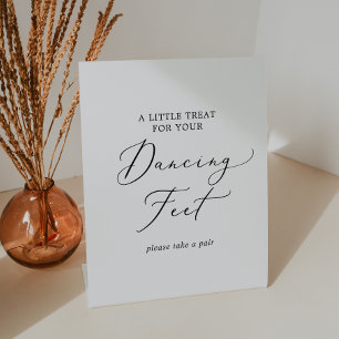 Delicate Black Calligraphy Wedding Dancing Feet Pedestal Sign