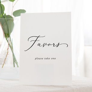 Delicate Black Calligraphy Wedding Favours Pedestal Sign