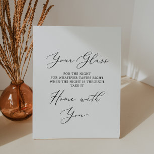 Delicate Black Calligraphy Wedding Glass Pedestal Sign