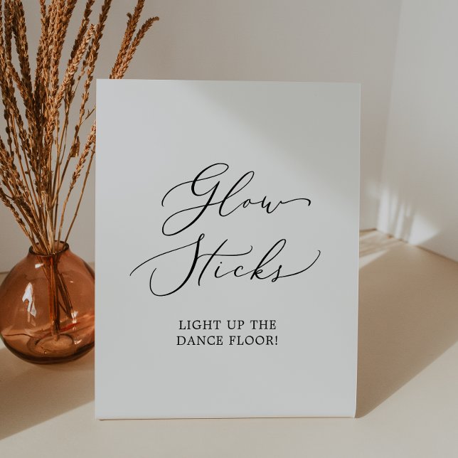 Delicate Black Calligraphy Wedding Glow Sticks Pedestal Sign (Creator Uploaded)