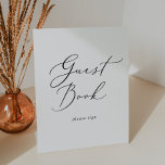 Delicate Black Calligraphy Wedding Guest Book Pedestal Sign<br><div class="desc">This delicate black calligraphy wedding guest book pedestal sign is perfect for a modern wedding. The romantic minimalist design features lovely and elegant black typography on a white background with a clean and simple look.</div>
